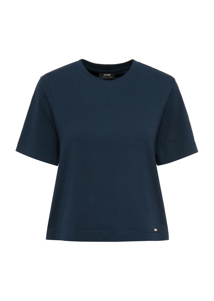 Bawełniany granatowy T-shirt damski TSHDT-0138-69(W25)-04