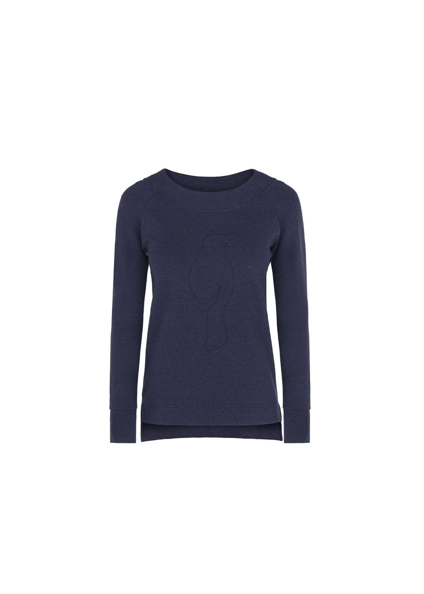 Granatowa bluza damska z tłoczoną wilgą BLZDT-0009-69(Z19)