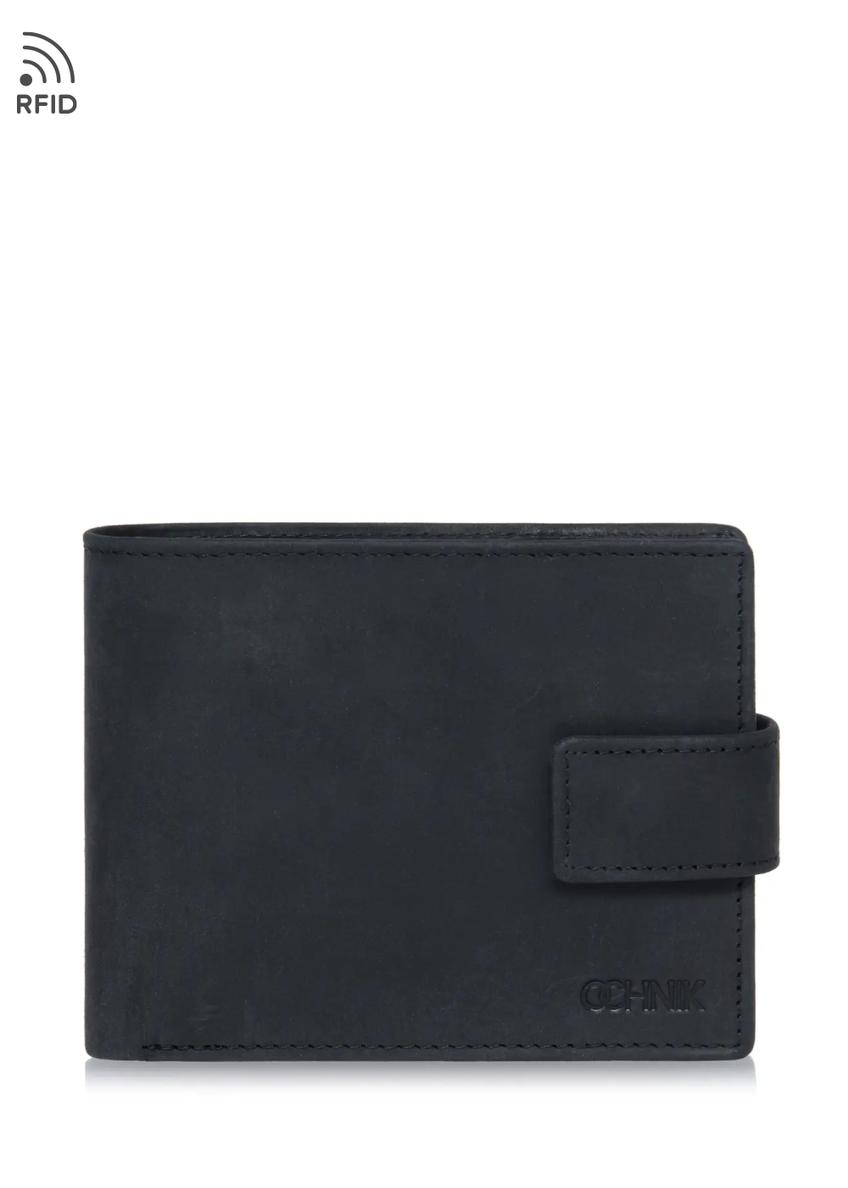 Mały czarny skórzany portfel męski PORMS-0546-99(W23)