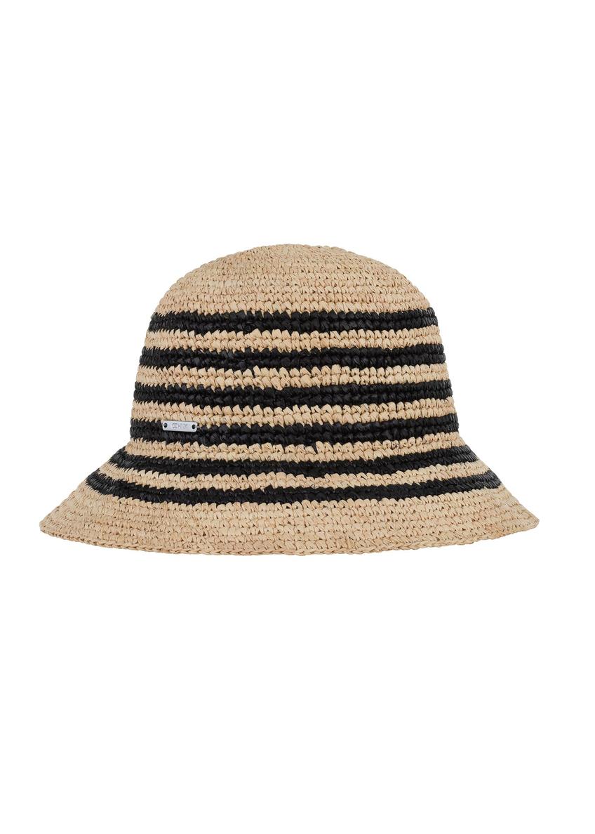 Słomkowy kapelusz damski w czarne paski KAPDT-0036-23(W24)