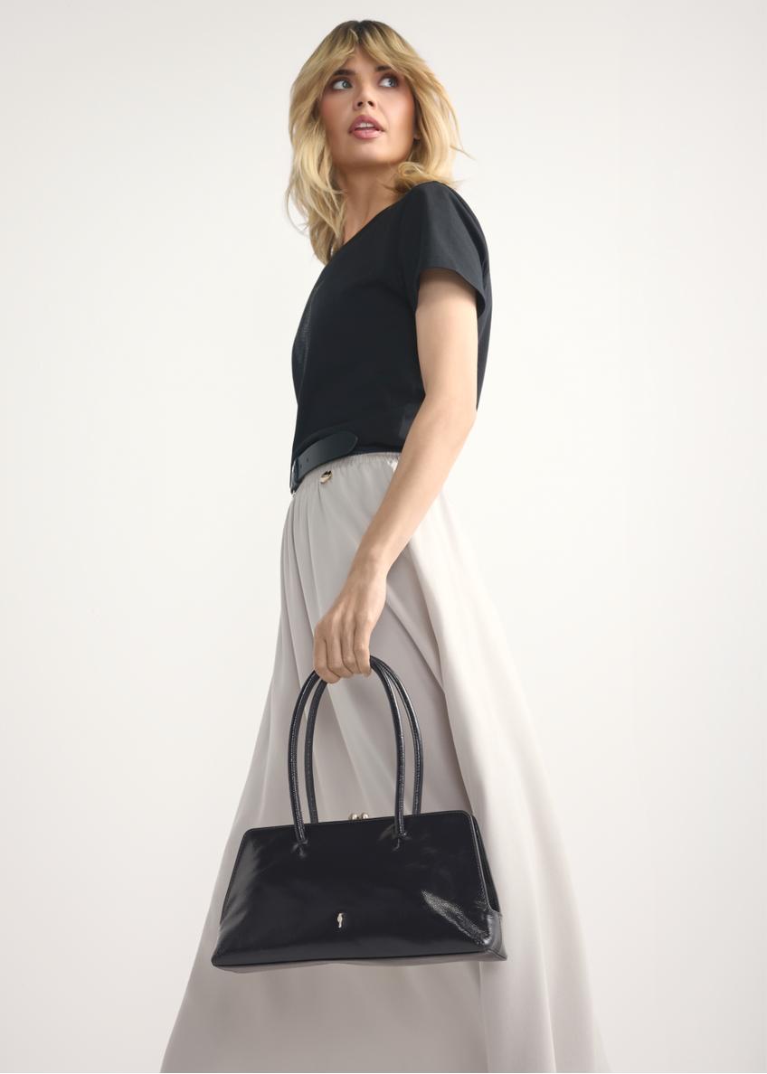 Ciemnogranatowa mała skórzana torebka damska TORES-1293-7EW26)