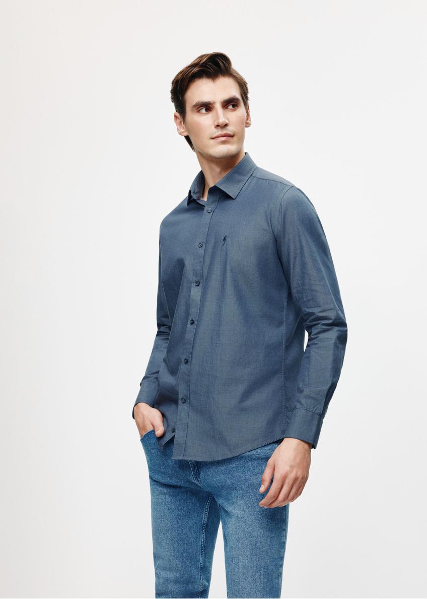 Navy blue cotton men's shirt KOSMT-0332-69(Z24)