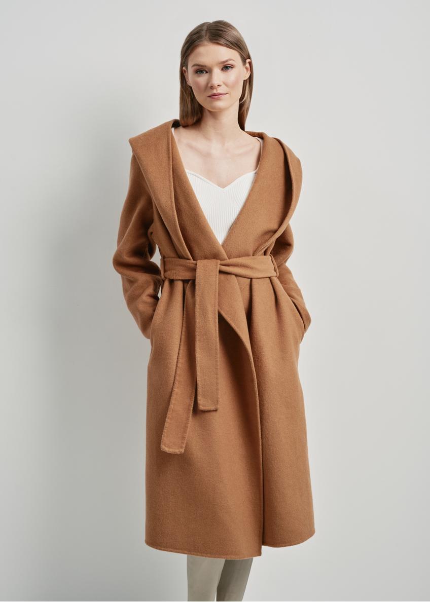 Długi brązowy płaszcz damski oversize PLADT-0052-24(W24)