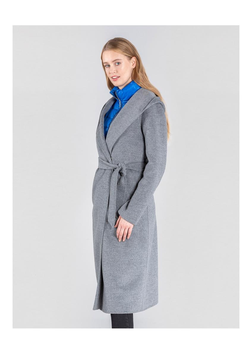 Szary wełniany płaszcz damski PLADT-0044-91(Z20)
