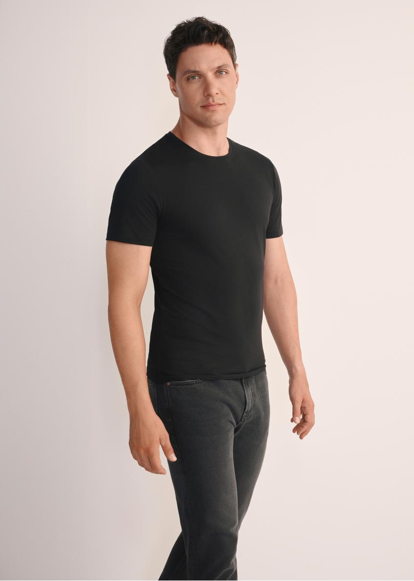 Czarny basic T-shirt męski  z logo TSHMT-0091-99(KS)