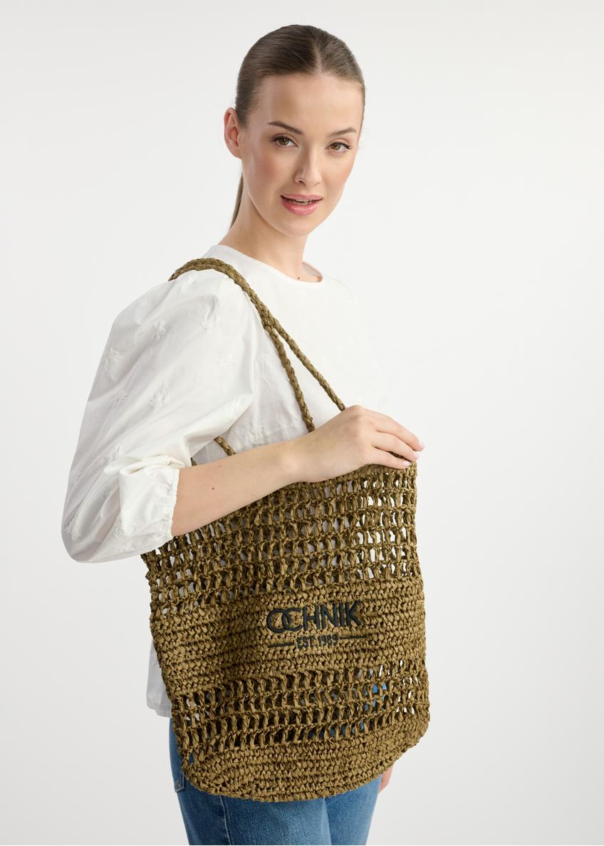 Słomkowa khaki torebka shopper damska TOREC-0924A-55(W25)