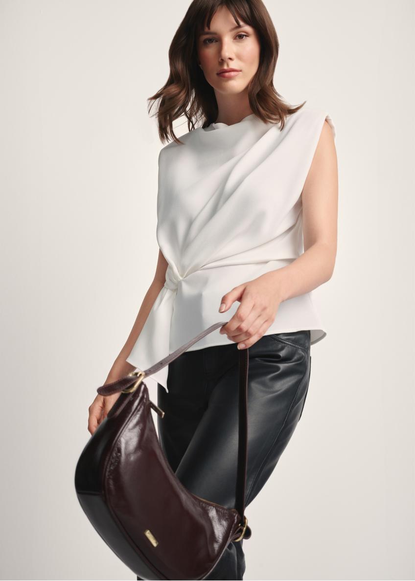 Bordowa skórzana torebka damska hobo TORES-1180-49(Z25)