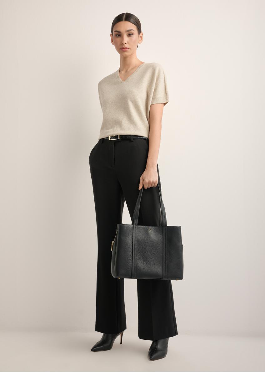 Czarna skórzana torebka shopper TORES-1342-9I(Z26)