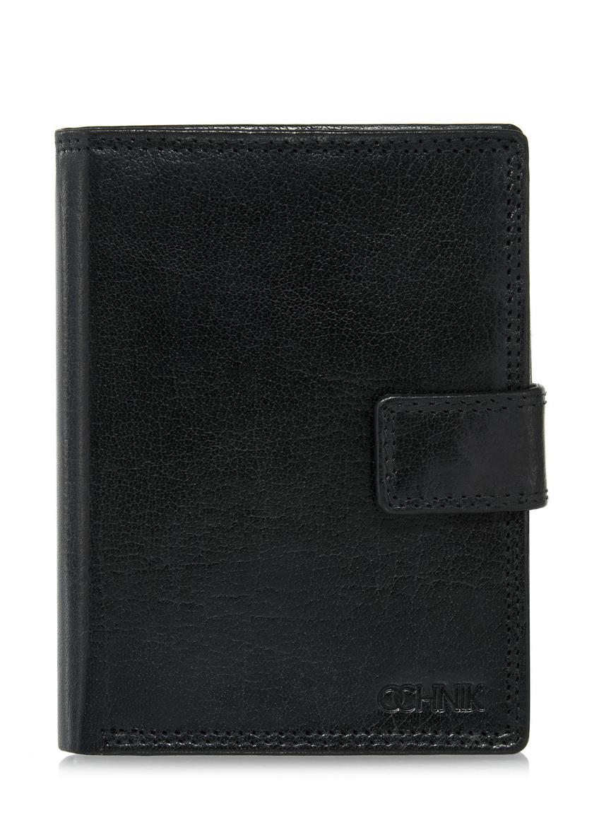Czarny lakierowany skórzany portfel męski PORMS-0552-99(W24)