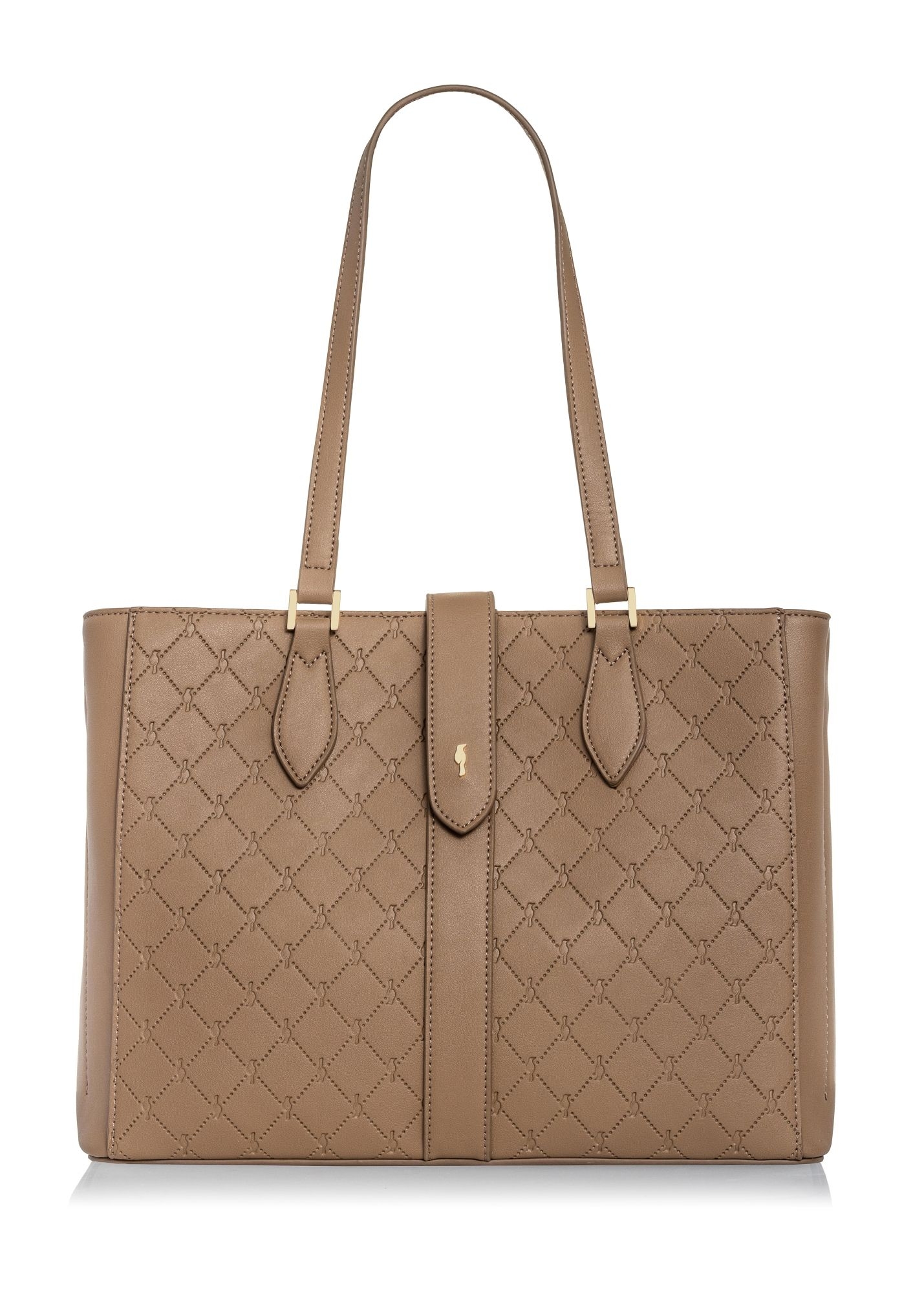 Beżowa torebka damska z monogramem TOREC-0831A-81(Z25)