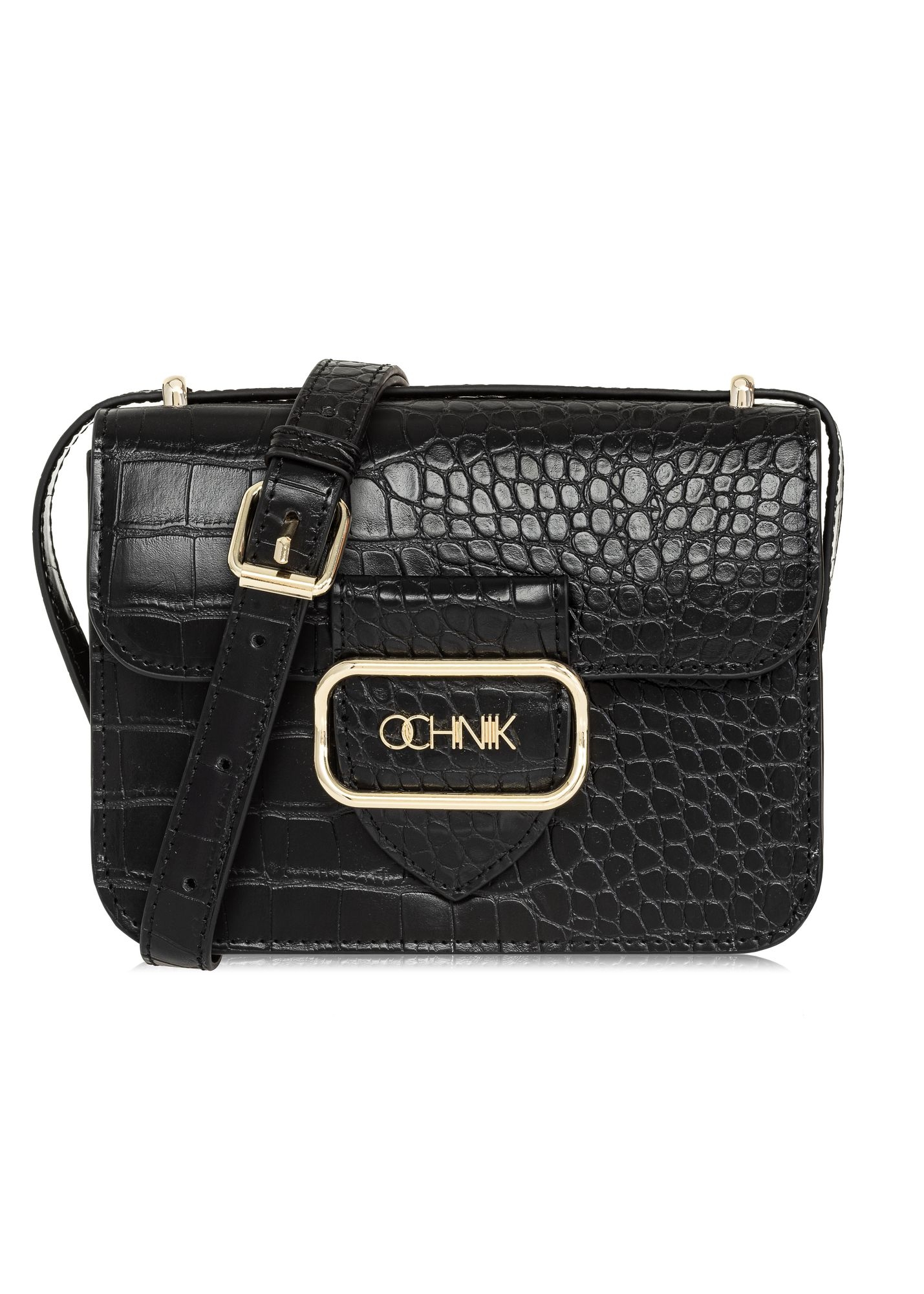 Czarna mała torebka damska croco TOREC-1009-97(W25)