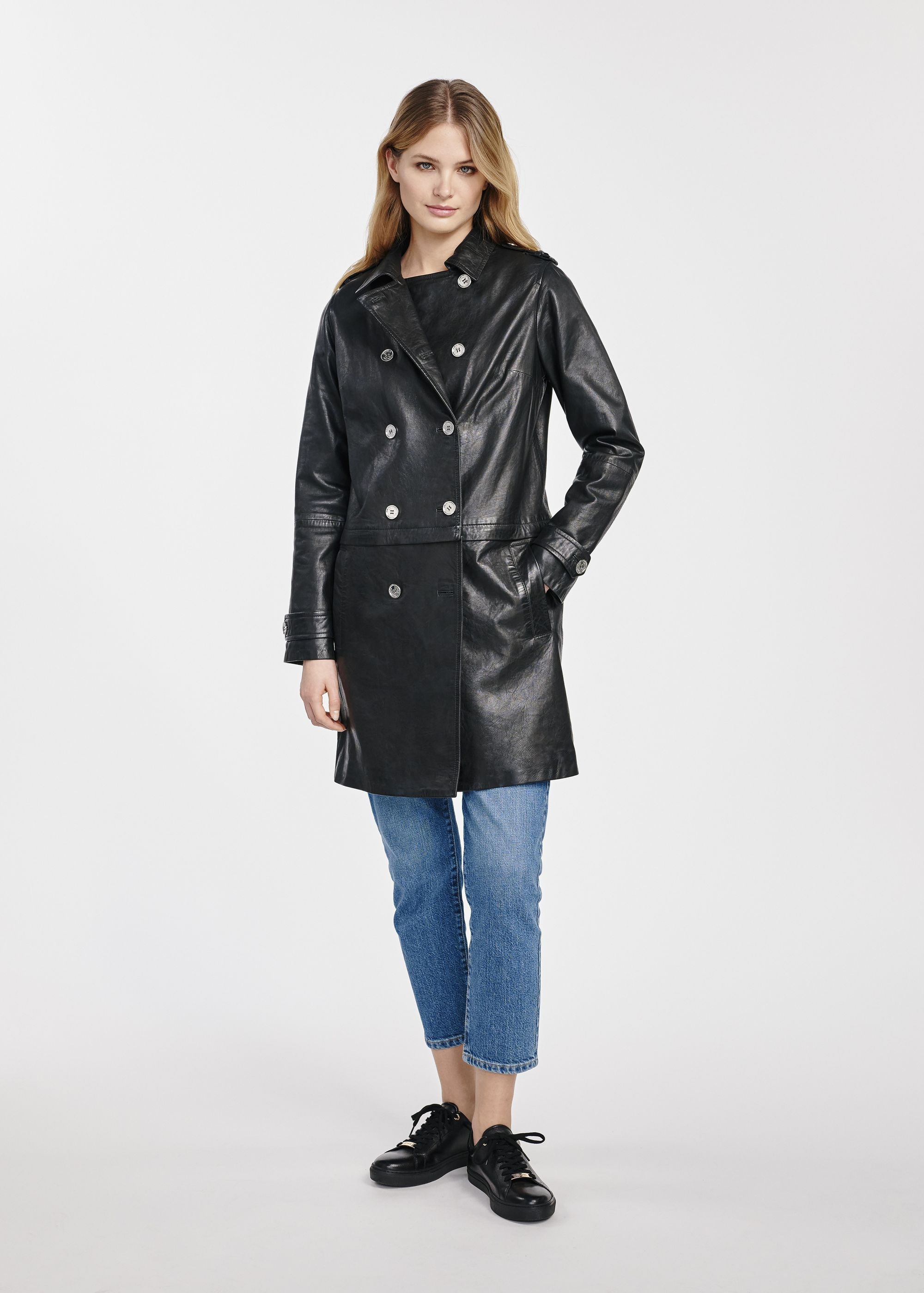 Skórzana kurtka z regulowaną długością KURDS-0465-1116(W25)