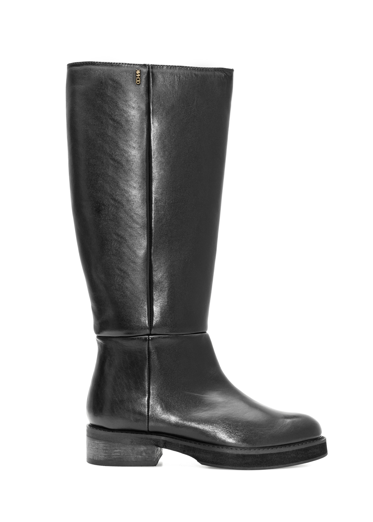 Skórzane kozaki damskie w kolorze czarnym BUTYD-1195-99(Z25)