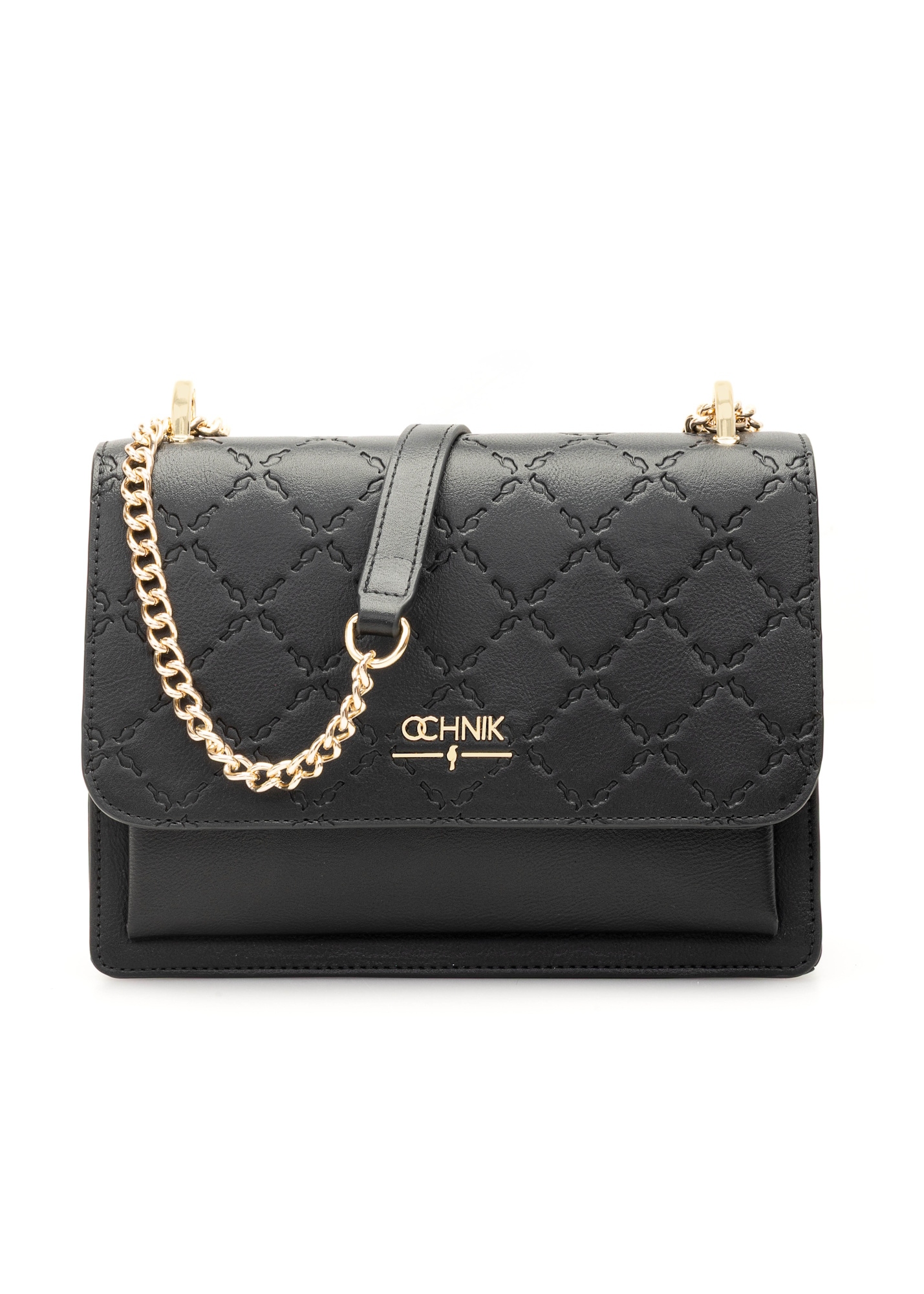 Czarna torebka damska z monogramem TOREC-1155-99(W26)