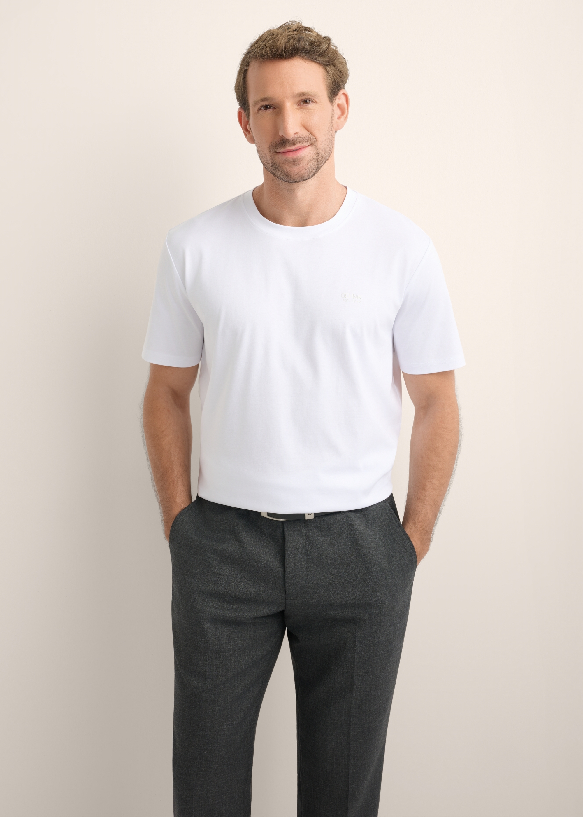 Biały t-shirt męski z bawełny merceryzowanej TSHMT-0156-0A(Z26)