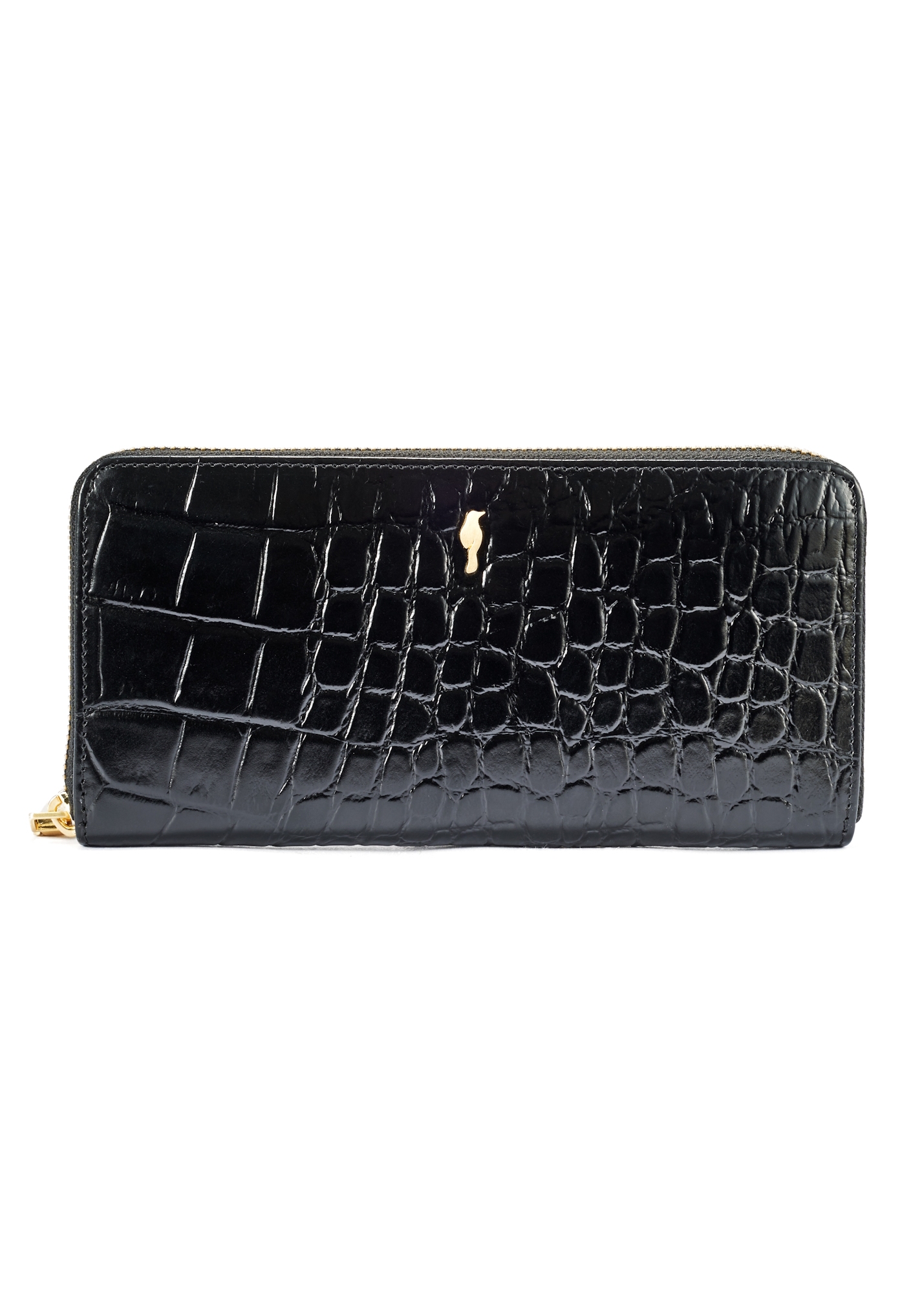 Duży skórzany czarny portfel damski croco PORES-0955-99(W25)