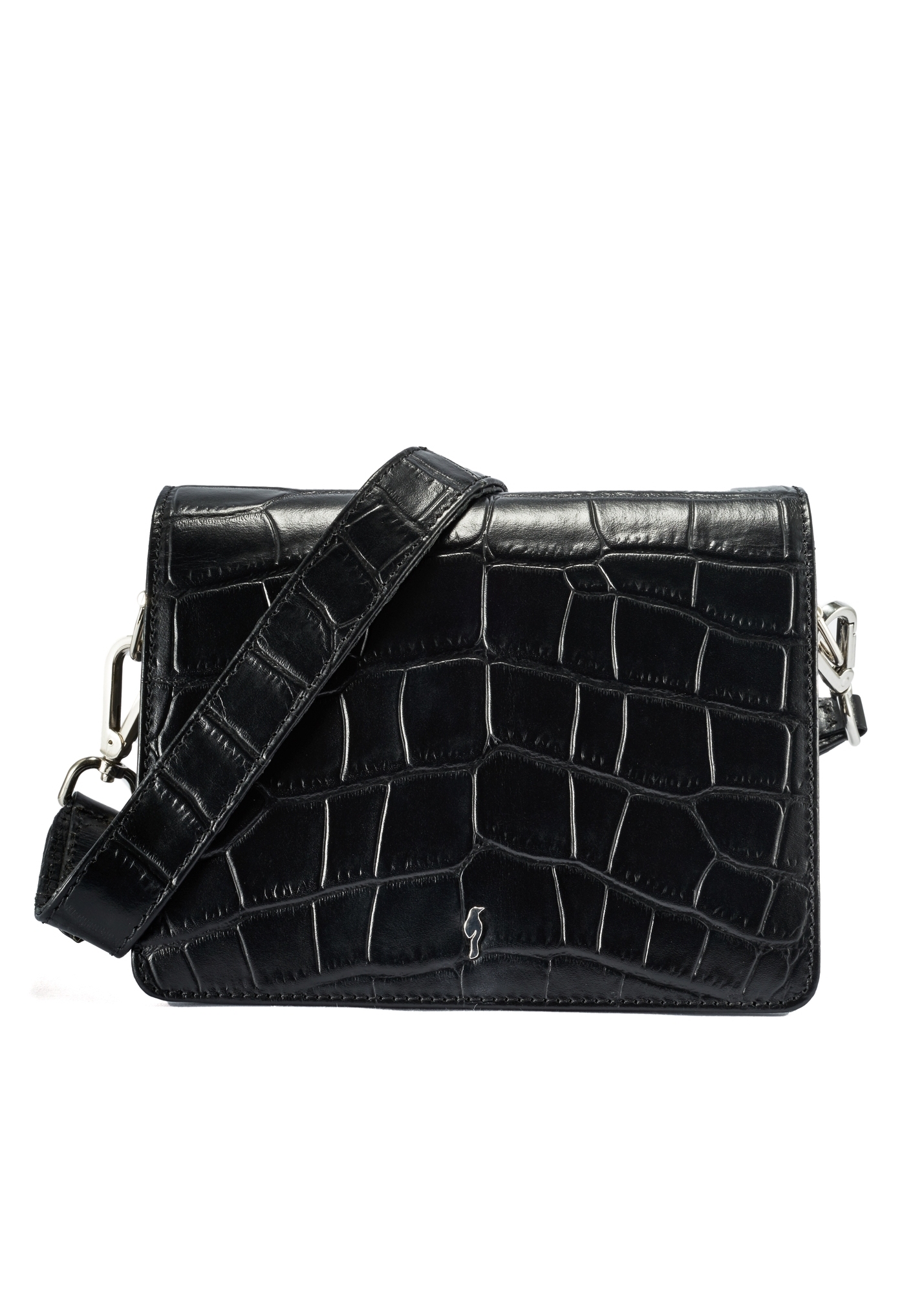 Czarna skórzana torebka croco TORES-1176-99(Z25)