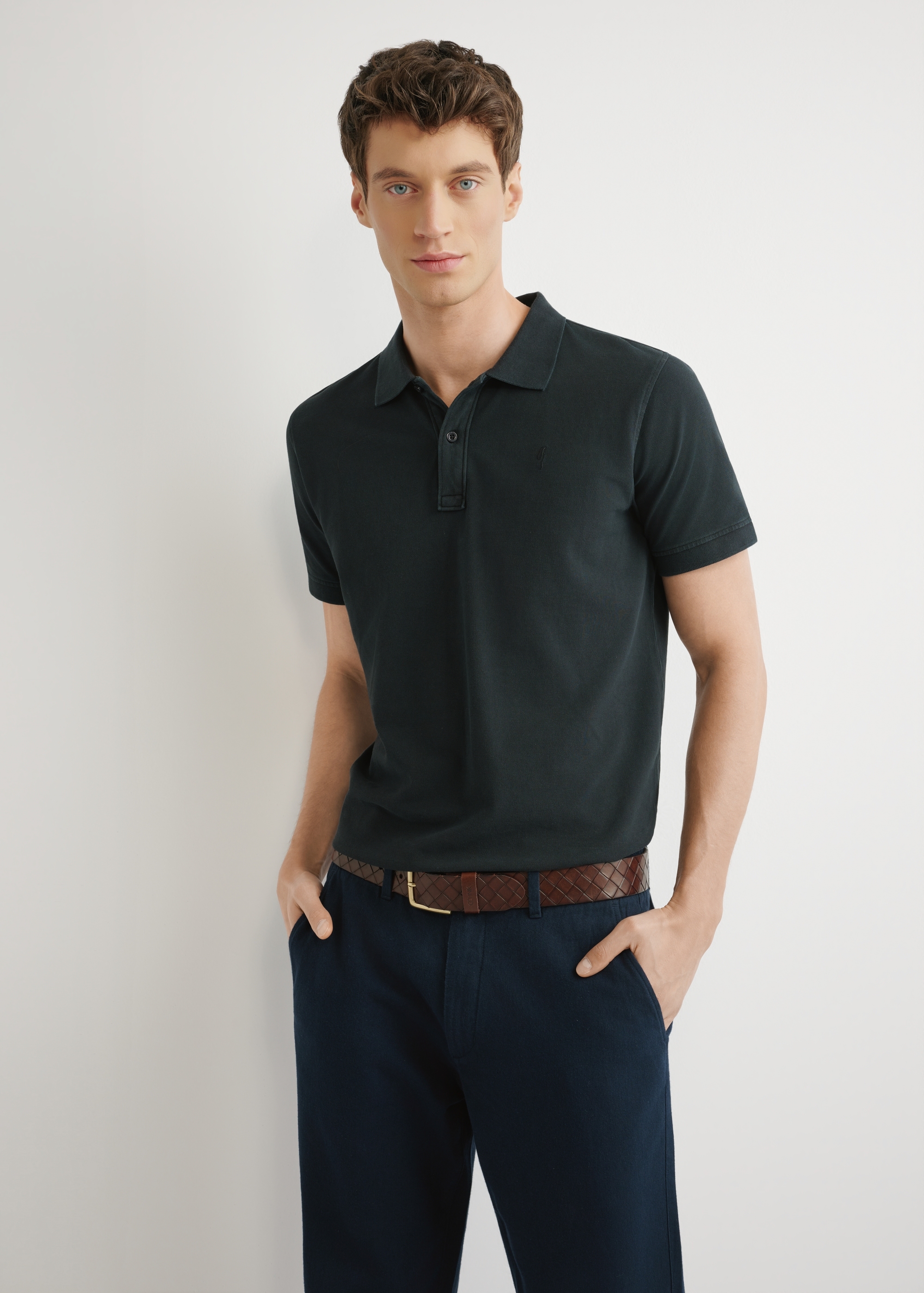 Męska koszulka polo w kolorze czarnym POLMT-0055A-99(W26)