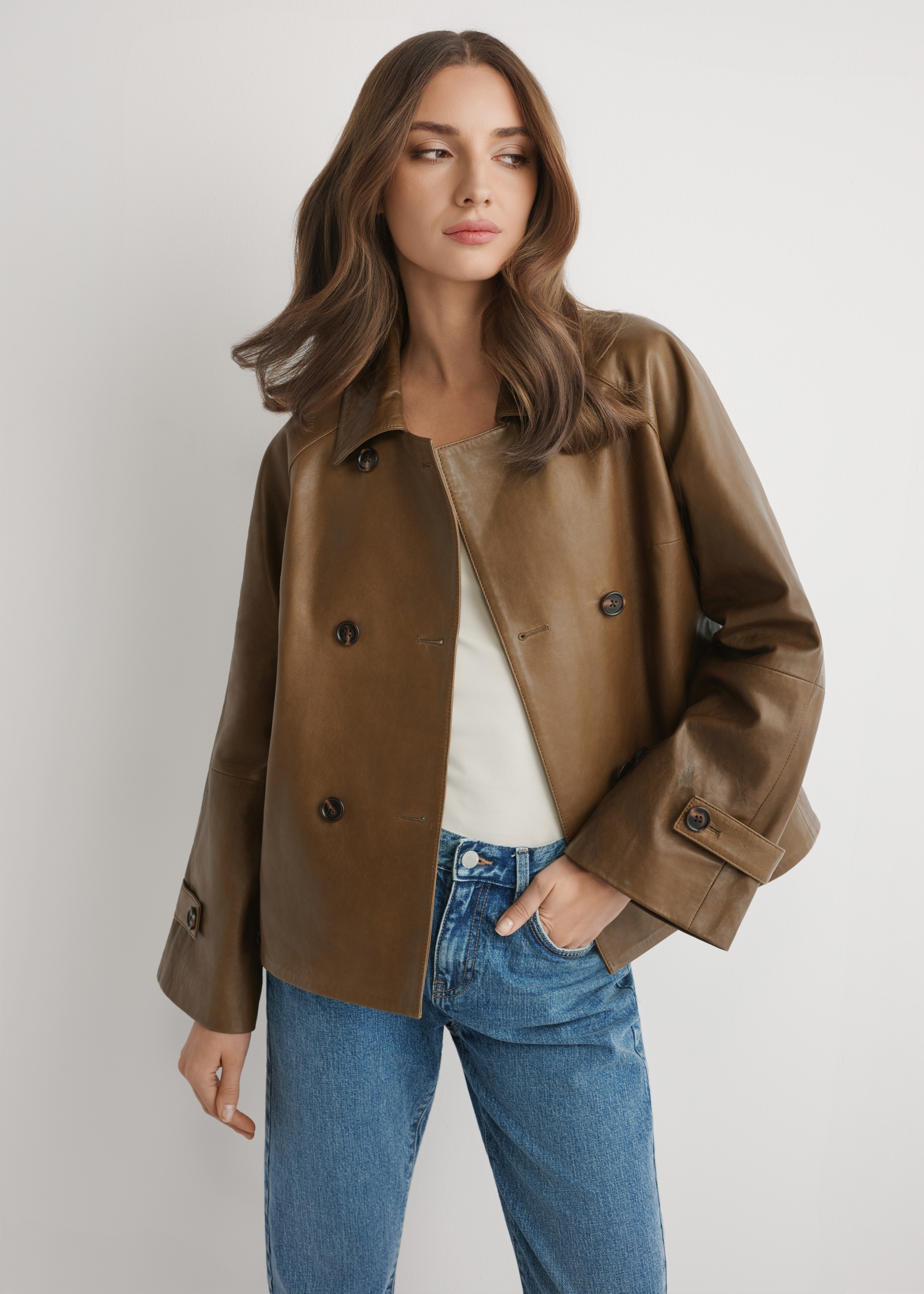 Skórzana kurtka damska oversize KURDS-0604-8D(W26)