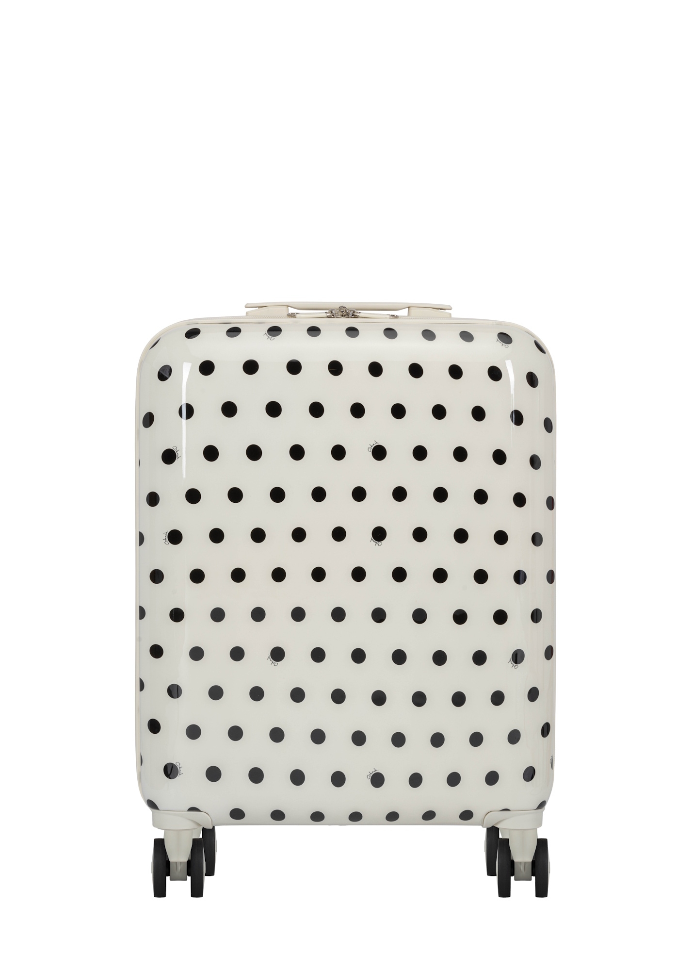 Mała walizka w kropki na kółkach WALAB-0074-0P-19(W26)