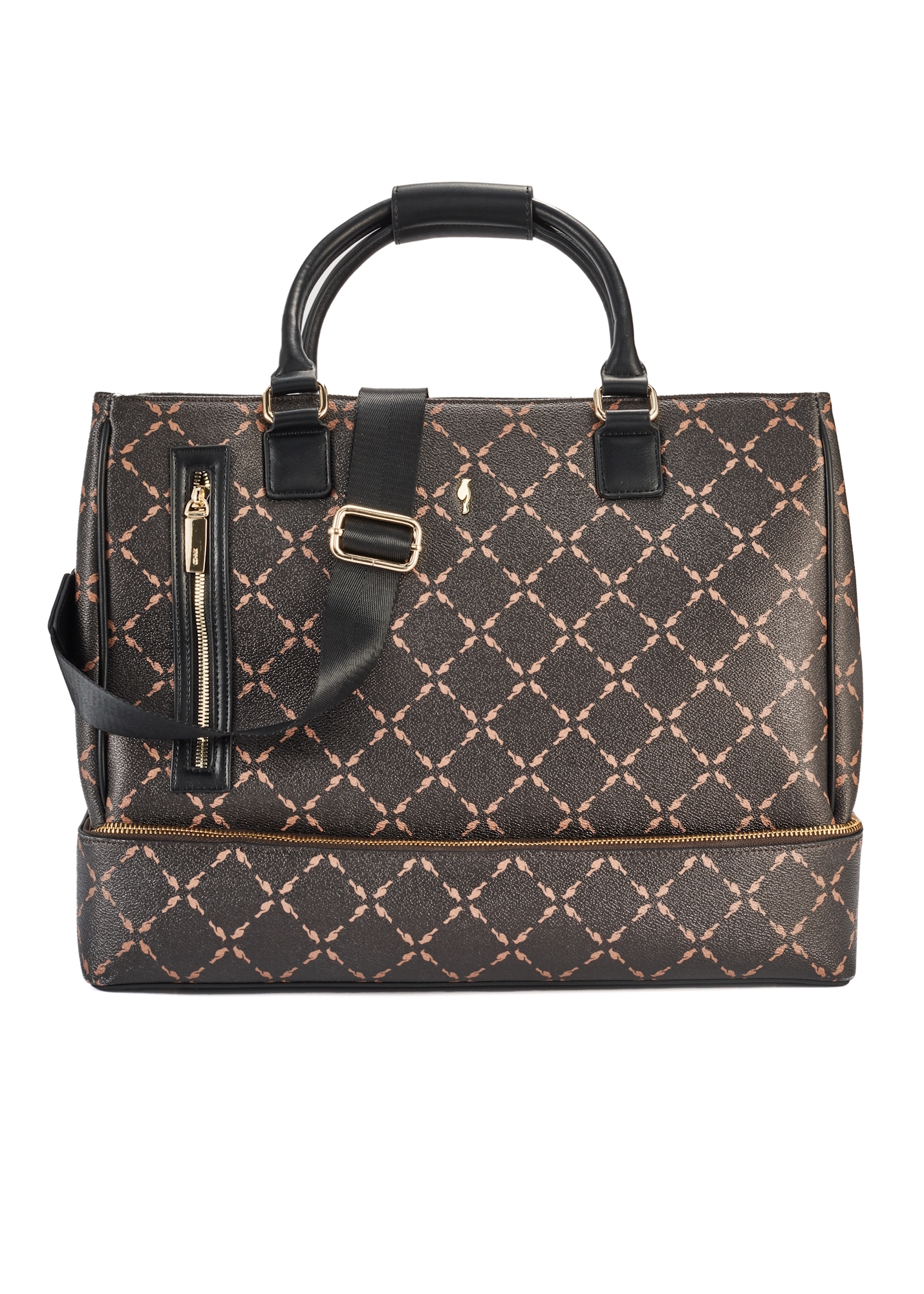 Brązowa damska torba podróżna z monogramem TOREC-1079-89(Z25)