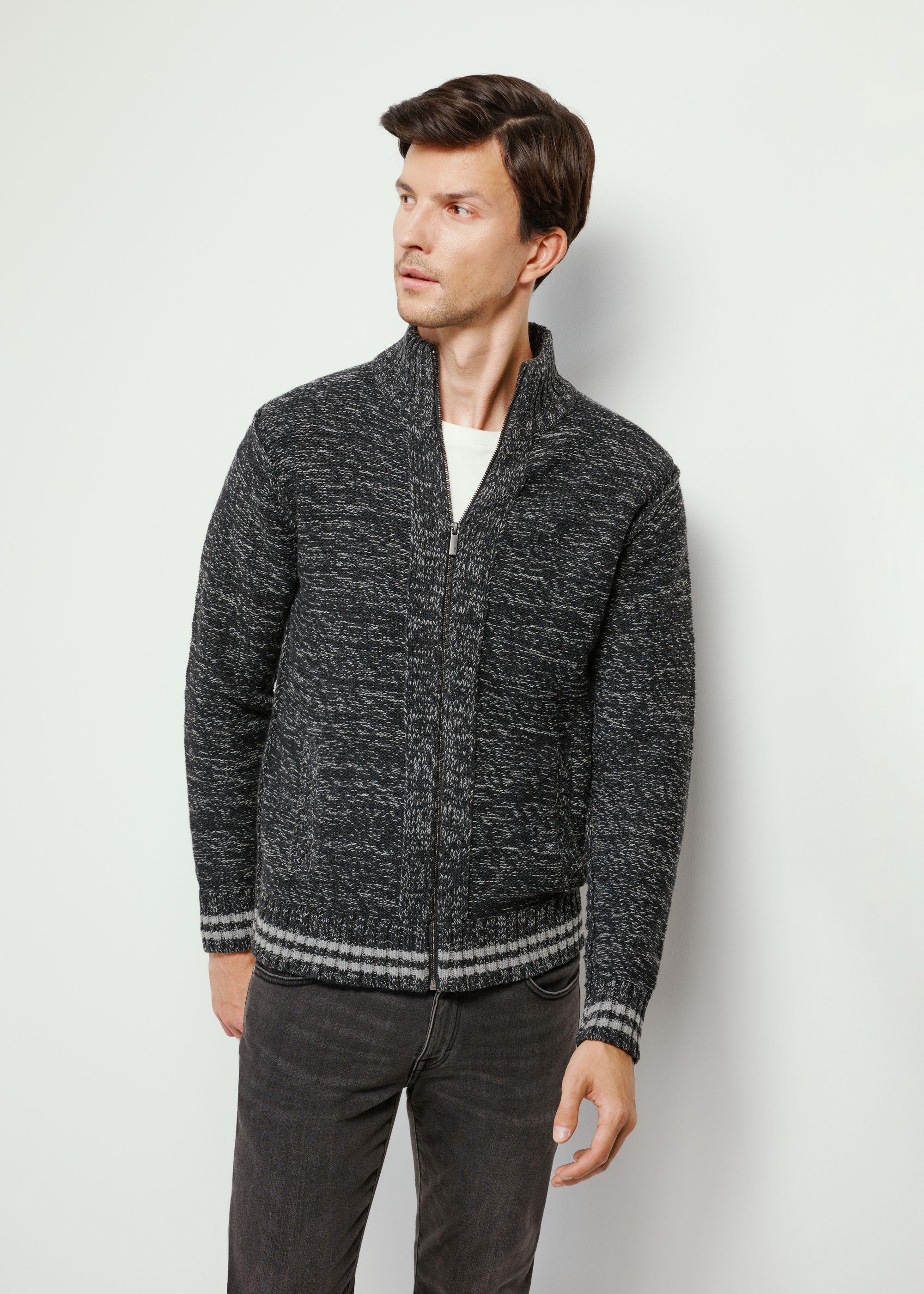 Granatowy sweter męski na suwak SWEMT-0155-69(Z24) | OCHNIK