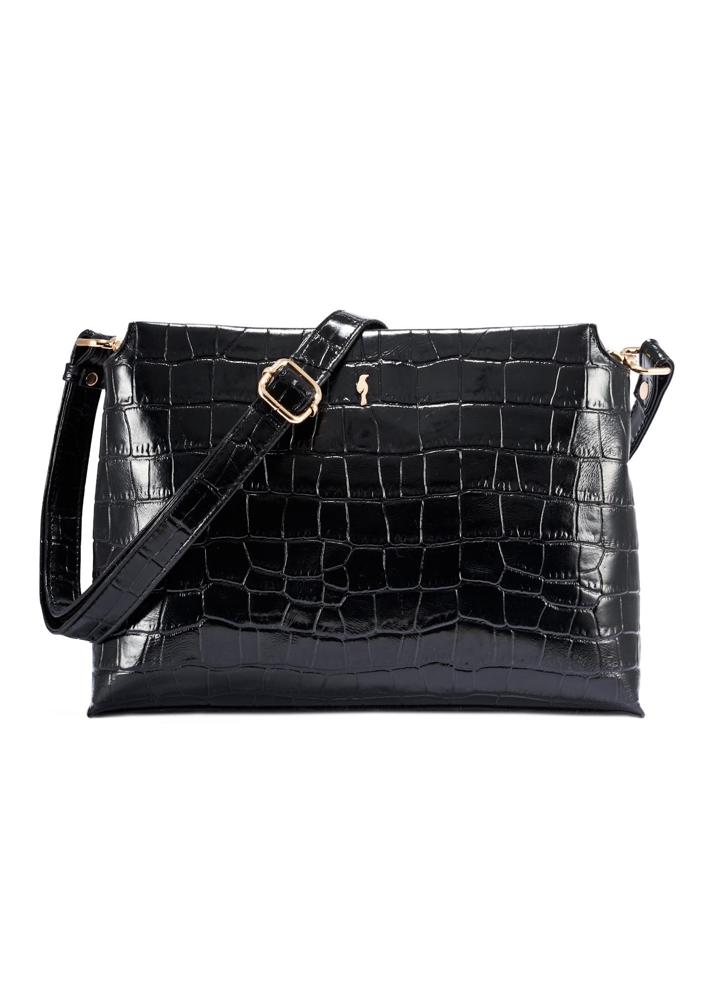 Czarna torebka damska croco TORES-1159E-99(Z25) | OCHNIK