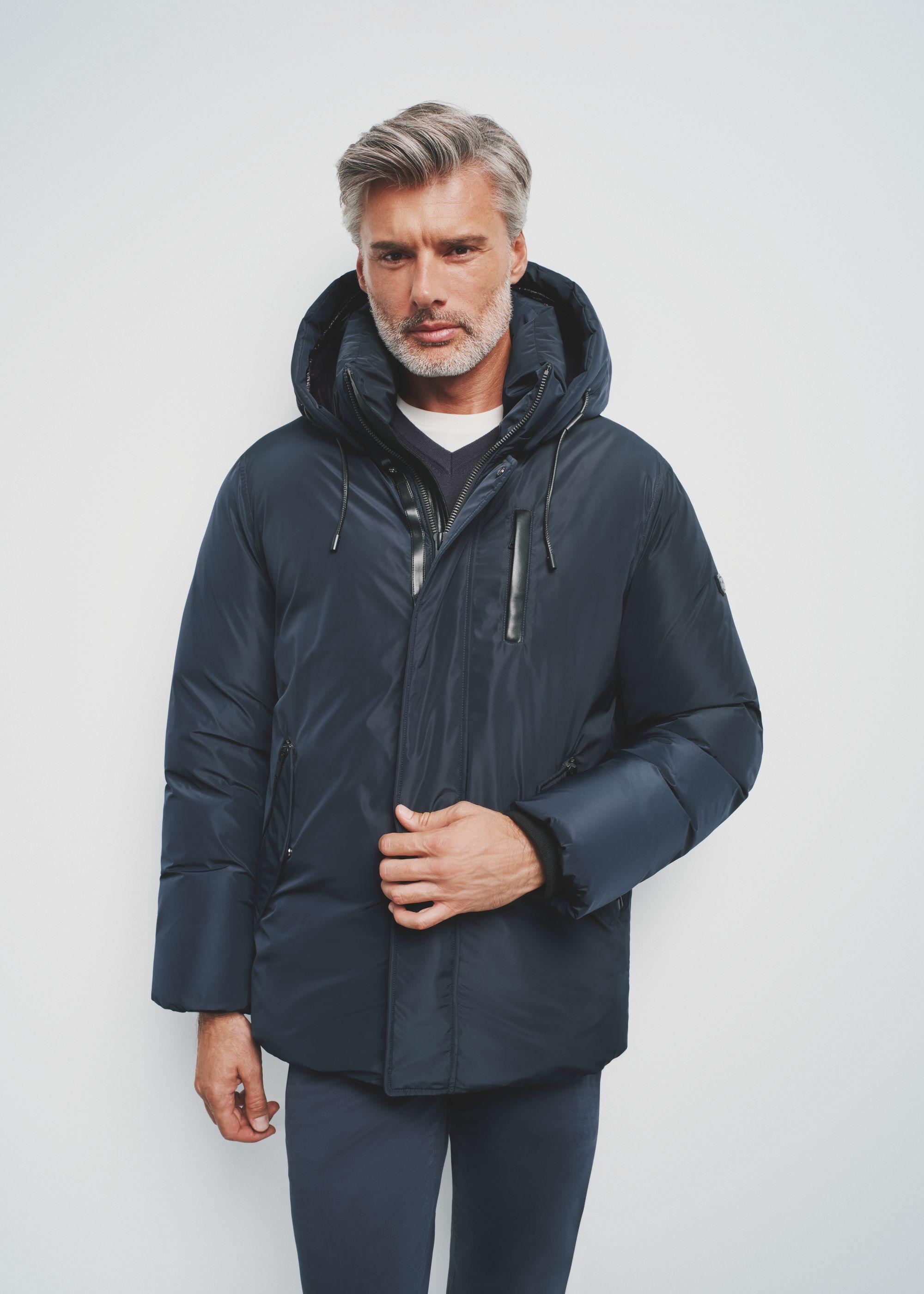 Kurtka granatowa męska z kapturem KURMT-0345-69(Z24) | OCHNIK