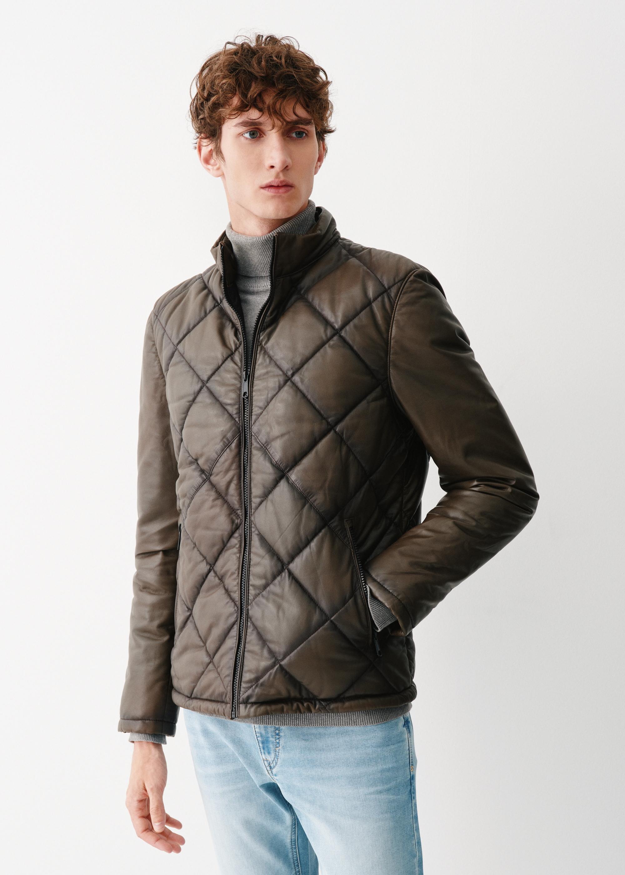 Brązowa skórzana kurtka męska KURMS-0324-1341(Z23) | OCHNIK